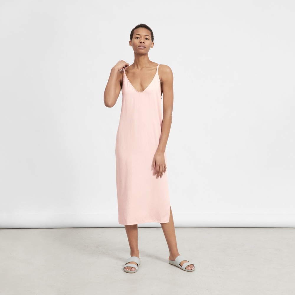 Everlane Japanese GoWeave Long Slip Dress in Blush